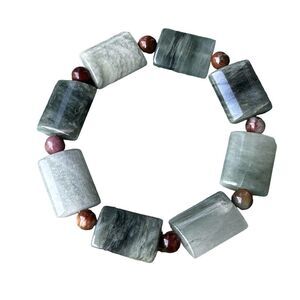 Bracelet Nephrite Jade‎ Agate Gemstone Beaded Stone Women's Green Red White 8"